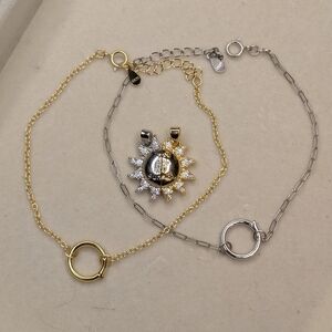 Sterling Silver Charm Bracelet Split Pendants!